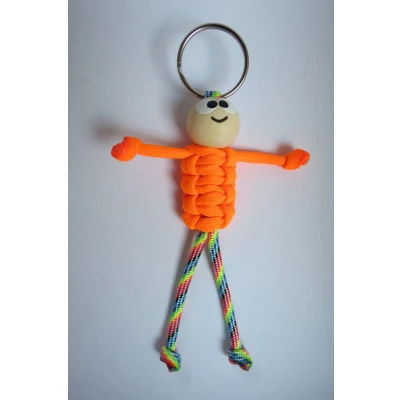 Afbeelding van Gelukspoppetje Neon 2 Oranje/Regenboog Sleutelhanger