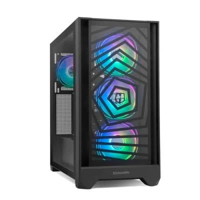 Afbeelding van NOX XTREME PRODUCTS HUMMER PLASMA Semitower ATX M ITX, inclusief frontpaneel van gaas en gehard glas, Ruimte voor 7 ventilatoren, 4x ARGB ventilatoren voorgeïnstalleerd, USB C 3.0, Zwart