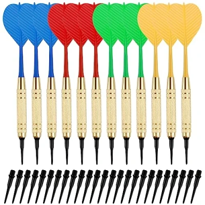 Afbeelding van TUFA dartpijlen met kunststof punt, 18 g, 12 100 punten, zachte punt voor elektronische dartbord, professionele