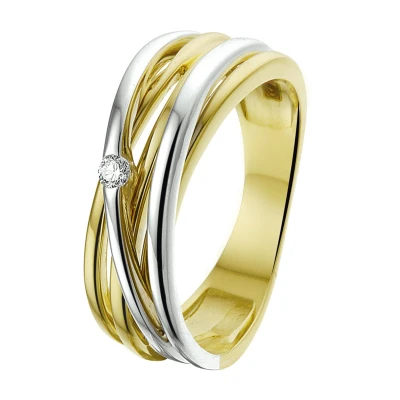 Afbeelding van Bicolor Gouden Ring diamant 0.04ct H SI 4207684 17.75 mm (56)
