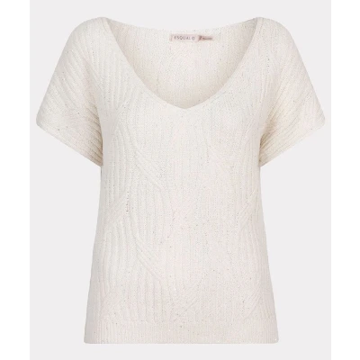 Afbeelding van EsQualo Trui Batwing Lurex Gebroken wit XL