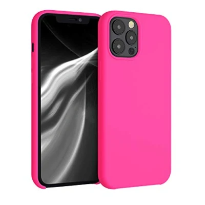 Afbeelding van kwmobile telefoonhoesje geschikt voor Apple iPhone 12 Pro Max Hoesje met siliconen coating Smartphone case in neon roze