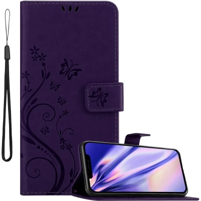 Afbeelding van Cadorabo Hoesje geschikt voor Apple iPhone 12 PRO MAX in Bloemen DONKER PAARS Beschermhoes Case Cover