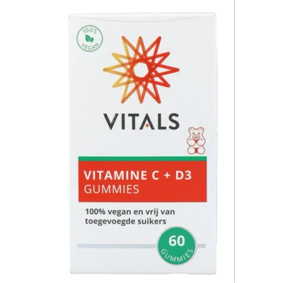 Afbeelding van Gratis Verzending: 2x Vitals Vitamine C + D3 gummies 60