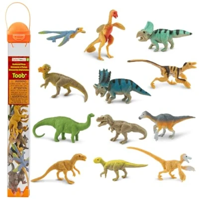 Afbeelding van Safari Ltd. Gevederde dinosaurus Toob 681904 12 x handbeschilderde verzamelfiguren in tube aposaurus, triceratops, iguanodon, corythosaurus, stegosaurus, ankylosaurus, tyrannosaurus rex, dimetrodon,