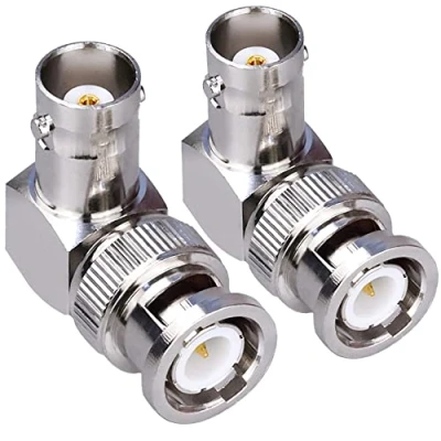 Afbeelding van TUOLNK 2 stuks BNC stekker naar bus hoekadapter 90 graden RF coax adapter voor beveiligingscamera&#039;s/verlengkabel, haakse