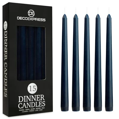 Afbeelding van Deco Express Diner Kaarsen Pack van 6, 10, 15 of 50 Taps toelopende Niet Druppelen Langdurig 8 uur, Ongeparfumeerd (Navy Pack)