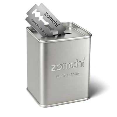 Afbeelding van ZOMCHI Scheermesbank voor veiligheid Razor Blade opslag, gebruikte dubbele rand scheermes verwijdering koffer (zilver)