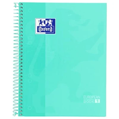 Afbeelding van Oxford, Europeanbook 1 notitieboek, A5, geruit, 5 x 5, microgeperforeerd extra harde omslag, 80 vellen, kleur Ice Mint