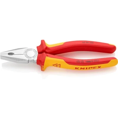 Afbeelding van Knipex Kombitang verchroomd, geïsoleerd met meer componentengrepen, VDE getest 200 mm (zelfbedieningskaart/blister) 03 06 SB