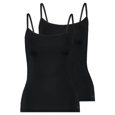 Afbeelding van Skiny Damen Spaghettishirt 2ER PACK Hemd, Dames, Maat: 42, Black