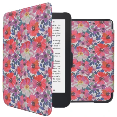 Afbeelding van Kobo Clara 2E Hoes: iMoshion Design Sleepcover Bookcase zonder stand Flower Watercolor Kunstleder E Reader Hoezen