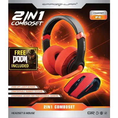 Afbeelding van Dragonwar 2in1 Combo Set Gaming Headset + Muis Rode Editie Doom