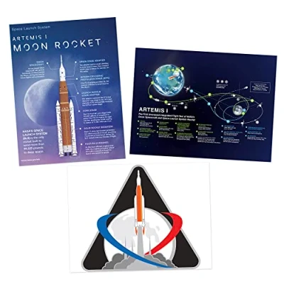 Afbeelding van Artery8 NASA Artemis 1 Moon Mission Rocket Space Launch System Flight Test Badge Emblem Wall Art Print Poster Pack of 3