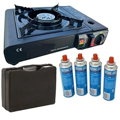 Afbeelding van SENA Camping gasfornuis met 4 gaspatronen, campingkooktoestel, 1 pits max. vermogen 2,5 kW