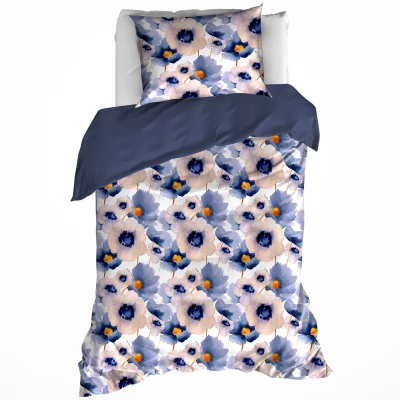 Afbeelding van Dekbedovertrek De Witte Lietaer Veronica Mood Indigo Flanel 140 x 200 / 220 cm 1 Persoons