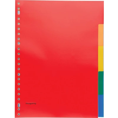 Afbeelding van Pergamy tabbladen, ft A4, 23 gaatsperforatie, PP, 5 tabs in geassortee