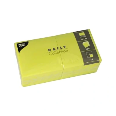 Afbeelding van PAPSTAR, 150 servetten &quot;DAILY Collection&quot; 1/4 vouw 24 cm x limoengroen