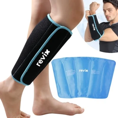 Afbeelding van REVIX Kuit en scheenbeen gel ijspakketten voor verwondingen Herbruikbare Been Cold Pack Wrap Koude Therapie Compressie Mouw Zwelling, Kneuzingen Verstuikingen, Scheenspalken Pijnverlichting Ondersteuning