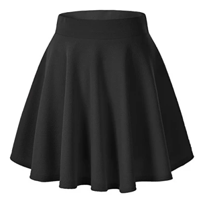 Afbeelding van Dames Basic Effen kleur Skaterrok Veelzijdig Elastisch Minirok(XL, Zwart)