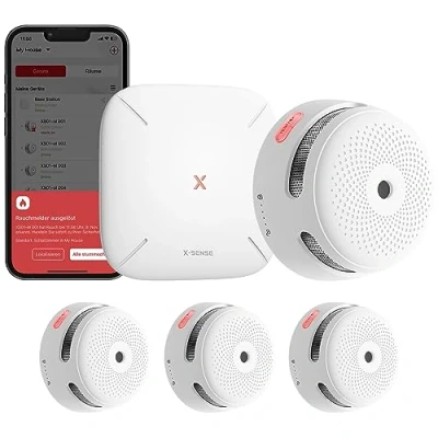 Afbeelding van X Sense Slimme rookmelder XS01 M met SBS50 basisstation, gecertificeerd volgens EN 14604, draadloze wifi, netwerkbare brandmelder, compatibel de Home Security app, FS31, 3