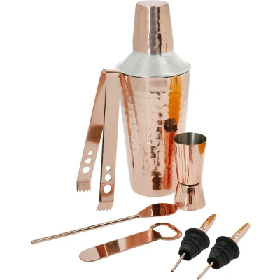 Afbeelding van Cocktail Set, 7 Delig, RVS, Koper, Gehamerd BarCraft