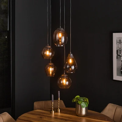 Afbeelding van AnLi Style Hanglamp 5L getrapt mix Chromed glas