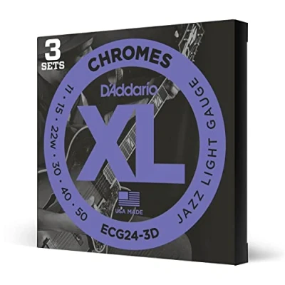 Afbeelding van D&quot;;Addario ECG24 3D 11 50 Jazz Light Flatwound Chromes snaren voor elektrische gitaar (3 sets)
