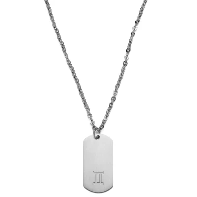 Afbeelding van Zilverkleurige Stalen Ketting met Sterrenbeeld Tweeling