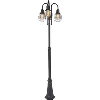 Afbeelding van QAZQA Landelijke buitenlamp zwart 3 lichts IP44 Guardado