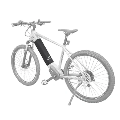 Afbeelding van FISCHER 50394 Beschermhoes voor geïntegreerde e bike accu, neopreen, zwart, bescherming tegen vocht, stof en vuil, universele bevestiging