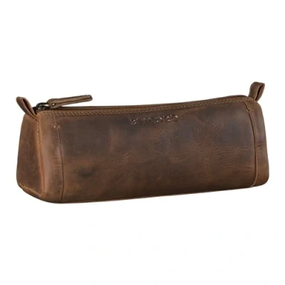 Afbeelding van STILORD &#039;Freddie&#039; Lederen Pennenzak Vintage voor Mannen Vrouwen Potloodetui Bureau Organizer Etui Pennenzakje Schrijfetui in Echt Leer, Kleur:middel bruin