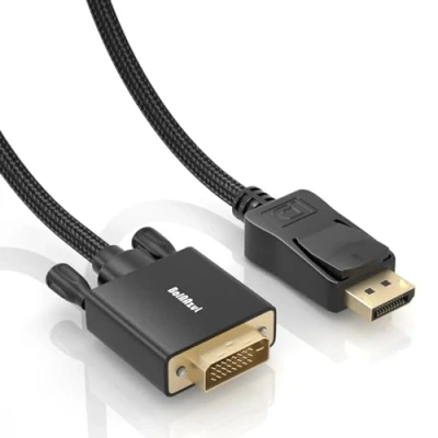 Afbeelding van DisplayPort naar DVI kabel 0,5 m ultrakorte, BolAAzuL gevlochten DP D mannelijke single link adapterkabel 1080P voor HP Dell Nvidia AMD Lenovo laptop monitor projector (DP DVI)