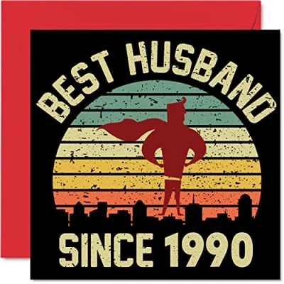 Afbeelding van 33e verjaardagskaart voor echtgenoot van vrouw Beste sinds 1990 I Love You Gifts, Happy huwelijksverjaardag kaarten partner, 145 mm x wenskaarten dertig dertigste