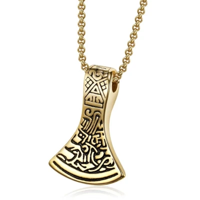 Afbeelding van Heren ketting Mendes Edelstaal Thor Viking Axe Goudkleurig