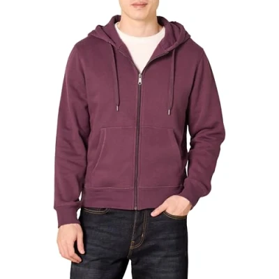 Afbeelding van Amazon Essentials Men&#039;s Fleecetrui met volledige ritssluiting en capuchon (verkrijgbaar in grote lange maten), Bordeauxrood, S