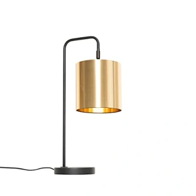 Afbeelding van QAZQA Moderne tafellamp zwart met goud Lofty