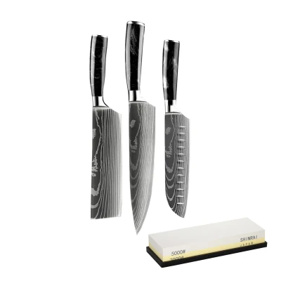 Afbeelding van Epoxy Onyx Damascus Print 3 Delige Messenset Combideal XL