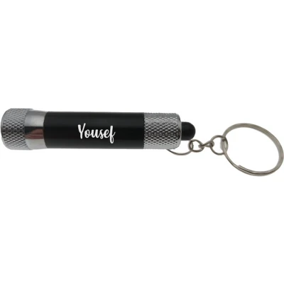 Afbeelding van Zaklamp Sleutelhanger Met Naam Zwart Yousef
