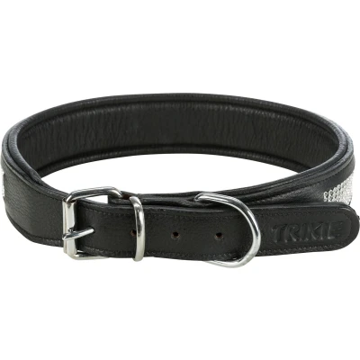 Afbeelding van Trixie Halsband Hond Active Comfort Met Strass Steentjes Leer Zwart