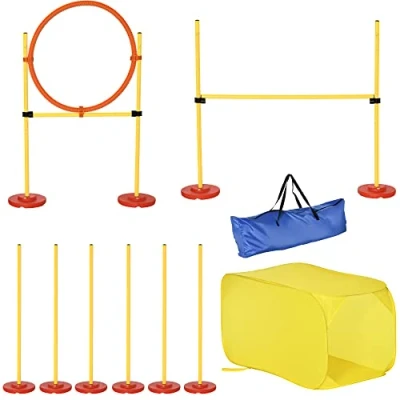 Afbeelding van PawHut Behendigheid honden hordenset hondentraining hindernisbaan tunnel kunststof polyester D07 024
