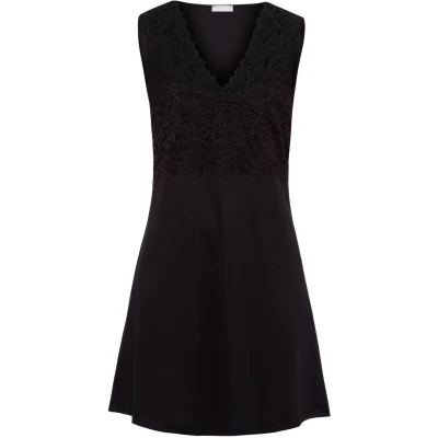 Afbeelding van Hanro dames Moments mouwloos nachthemd met kant in de kleur Zwart, maat: XS