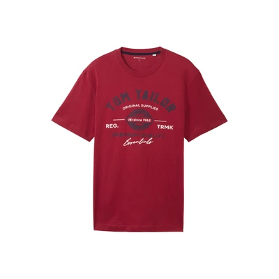 Afbeelding van TOM Tailor MIT LOGO Tshirt print, Heren, Maat: Small, Deep red