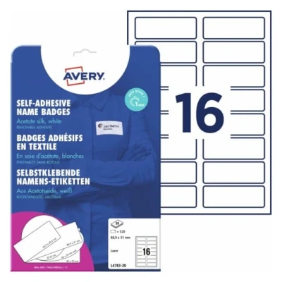 Afbeelding van AVERY zelfklevende badge ft 88,9 x 31 mm, doos van 320 stuks, wit