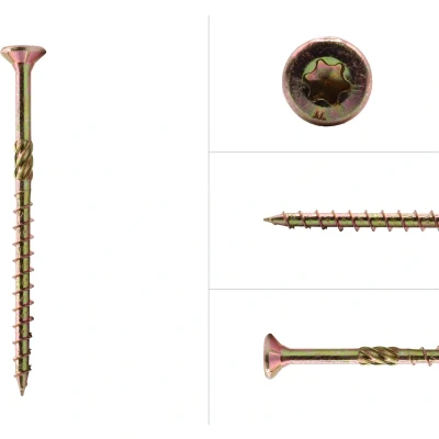 Afbeelding van Spaanplaatschroeven Geel Verzinkt 4 x 60 mm Torx 20 met snijpunt Doos 200 Stuks