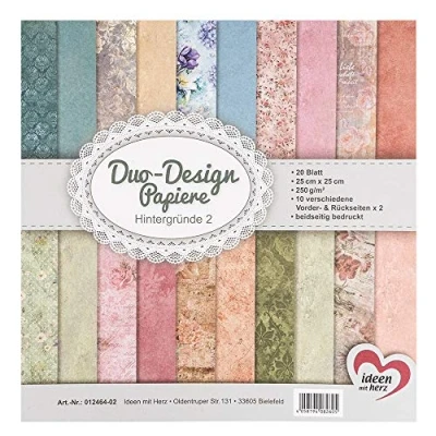 Afbeelding van Ideen mit Herz Duo designpapier, blok met 20 vellen knutselpapier, 25 x cm, 250 g/m², aan beide zijden bedrukt, motiefpapier, ideaal voor scrapbooking, knutselen, achtergronden 02