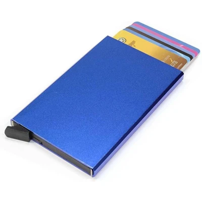 Afbeelding van Figuretta ® RFID Creditcardhouder 6 pasjes Aluminium Pasjeshouder Kaarthouder Blauw