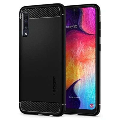 Afbeelding van Samsung Galaxy A30s Hoesje Siliconen en TPU (zacht) Spigen Softcase/Backcover Zwart Telefoonhoesje Shockproof/Valbescherming