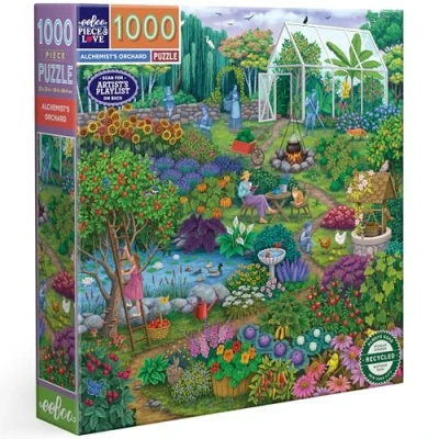Afbeelding van eeBoo Broeikas van de alchemist gerecycled karton kleurrijke puzzel 1000 stukjes afmetingen 58,5 cm zijkant, PZTACO