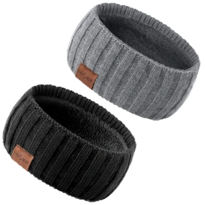 Afbeelding van DRESHOW Vrouwen Warm Gebreide Hoofdband Winter Oorwarmer Elastische Gehaakt Hoofd Wraps Dikke Fleece Voering Haar Bands